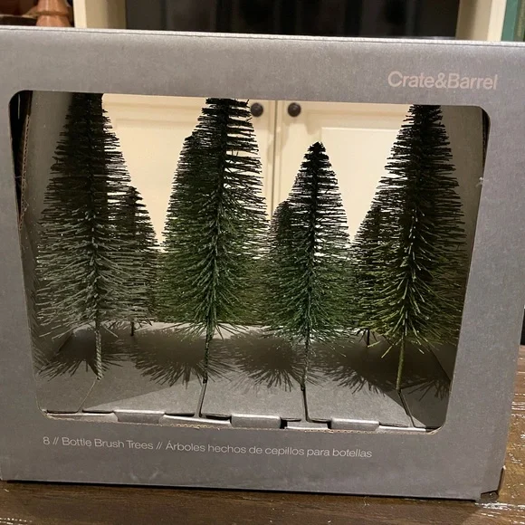 Crate&Barrel Festive Green Bottle Brush Trees - Picture 2 of 6